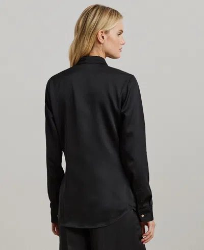 Ralph Lauren Women's Satin Charmeuse Shirt, Regular & Petite In Black