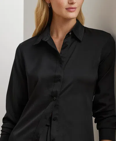 Ralph Lauren Women's Satin Charmeuse Shirt, Regular & Petite In Black