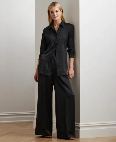 Ralph Lauren Women's Satin Charmeuse Shirt, Regular & Petite In Black