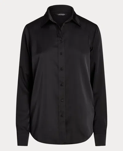 Ralph Lauren Women's Satin Charmeuse Shirt, Regular & Petite In Black