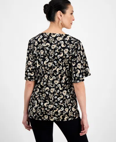 Jm Collection Women's Flutter-sleeve Square Neck Top, Exclusively At Macy's