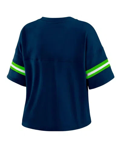 Wear By Erin Andrews Women's Navy Minnesota Timberwolves Plus Size Color Block Boxy V-neck T-shirt