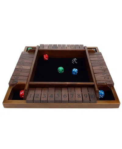 Pacific Shore Games 4 Player Shut The Box Dice Board Game With Walnut Stained Wood