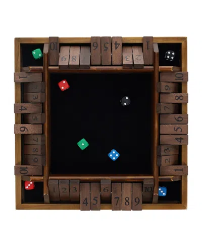 Pacific Shore Games 4 Player Shut The Box Dice Board Game With Walnut Stained Wood