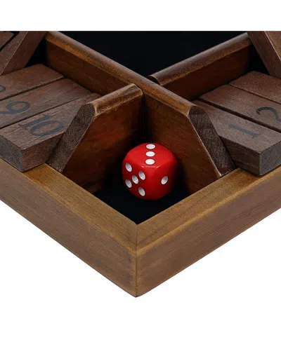 Pacific Shore Games 4 Player Shut The Box Dice Board Game With Walnut Stained Wood