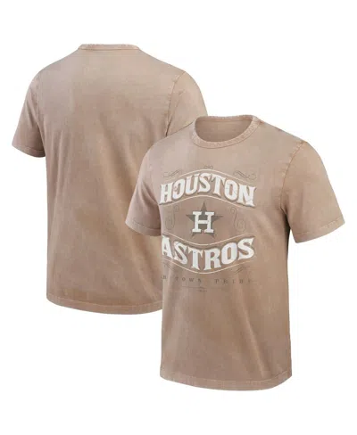 Fanatics Darius Rucker Collection By  Men's Tan Houston Astros Sun Faded T-shirt In Gray