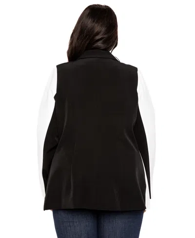 Buxom Couture Plus Size Contrast Double Breasted Blazer