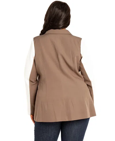 Buxom Couture Plus Size Contrast Double Breasted Blazer