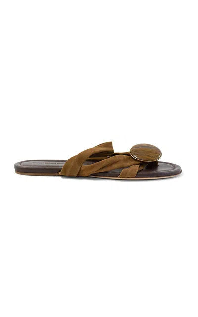 Christopher Esber Doma Stoned Crossover Suede Flat