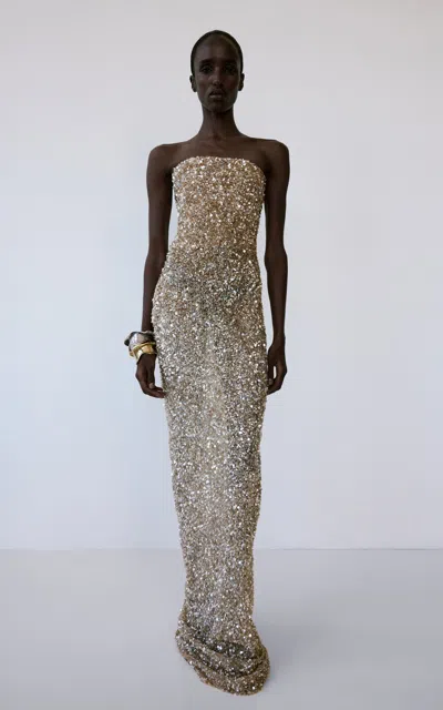 The New Arrivals Ilkyaz Ozel Isis Nova Roma Strapless Gown