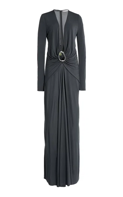 Christopher Esber Orica Crystal Ruched L/s Dress