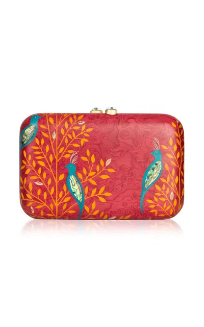 Silvia Furmanovich 18k Yellow Gold Bird Marquetry Clutch With Abalone Anf Sky Topaz