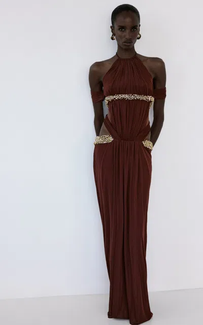 The New Arrivals Ilkyaz Ozel Anouk Cinnabar Embellished Dress