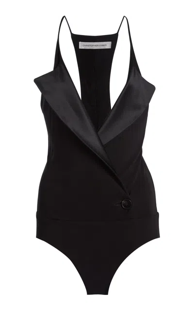 Christopher Esber Didion Satin Contrast Jersey Bodysuit