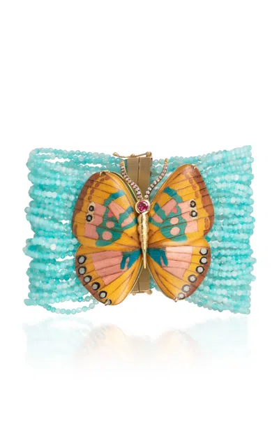 Silvia Furmanovich 18k Yellow Gold Amazonite Butterfly Wind Marquetry Bracelet