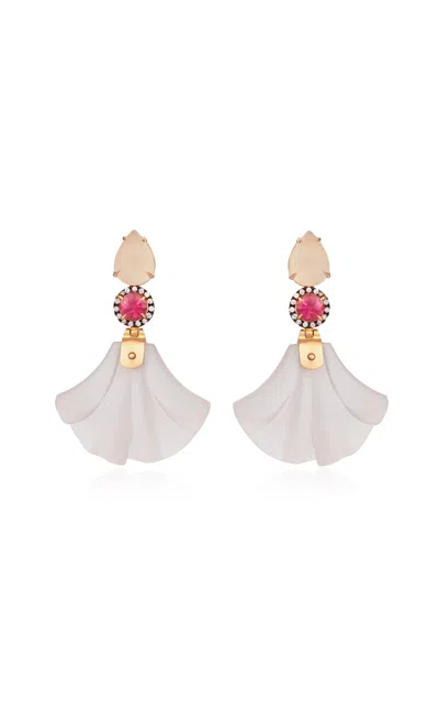 Silvia Furmanovich 18k Yellow Gold Derish Earrings In Rose Quartz