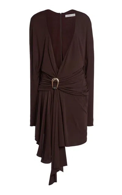 Christopher Esber Stone Pin Scarf Drape L/s Mini Dress