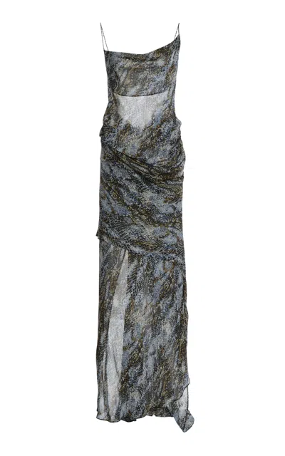 Christopher Esber Cowl Hip Slip Print Dress