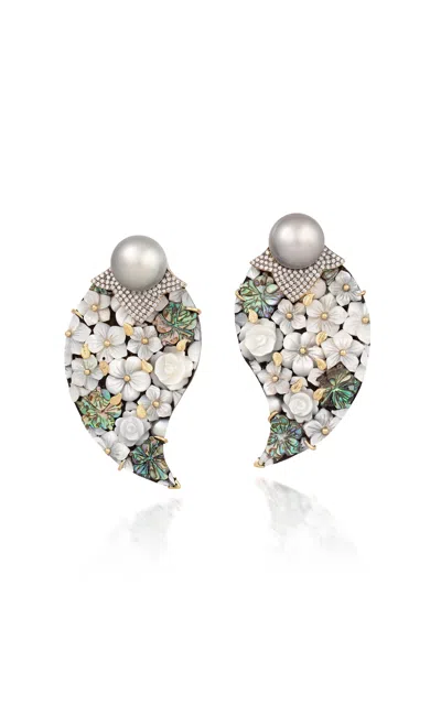 Silvia Furmanovich 18k Yellow Gold Teardrop Shibayama Mother Of Pearl Earrings