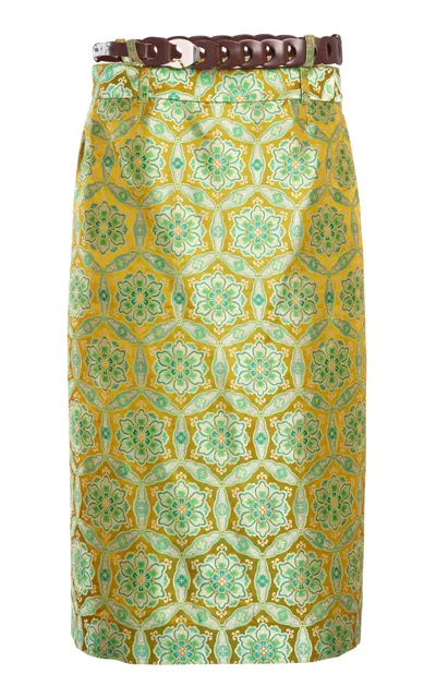 Christopher Esber Palmira Leather Belted Midi Skirt