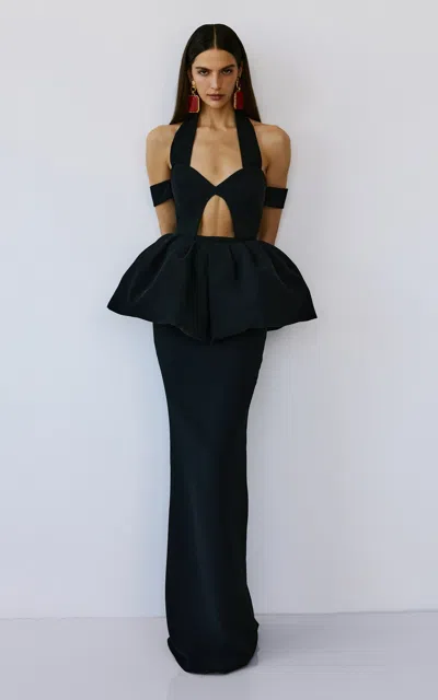 The New Arrivals Ilkyaz Ozel Obsidian Chez Castel Peplum Dress