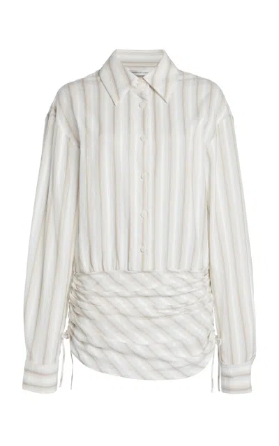 Christopher Esber Mar Stripe Side Ruche Cummerbund Shirt