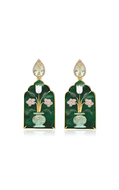 Silvia Furmanovich 18k Yellow Gold Window Flower Vase Earrings