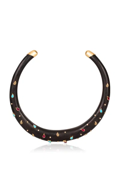Silvia Furmanovich 18k Yellow Gold Brauna Wood Choker Necklace