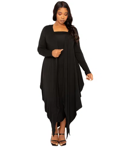 Buxom Couture Plus Size Cascade Bubbled Hem Cardigan