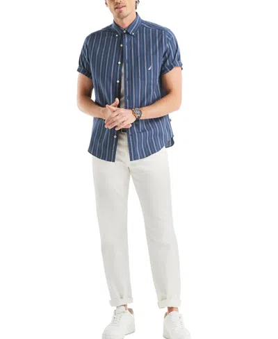 Nautica Men's Stripe Oxford Shirt In Blue