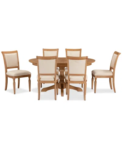 Macy's Willowmere 7-pc. Dining Set (round Table & 6 Upholstered Chairs) Created For .