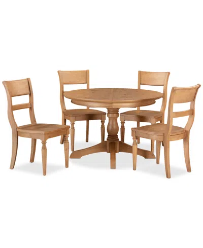 Macy's Willowmere 5-pc. Dining Set (round Table & 4 Wood Chairs) Created For .