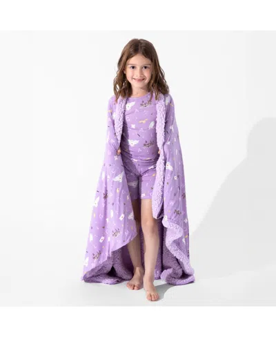 Bellabu Bear Kids Unisex Hedwig's Magical Mail 2-piece Short Sleeve & Shorts Pajama Set In Purple