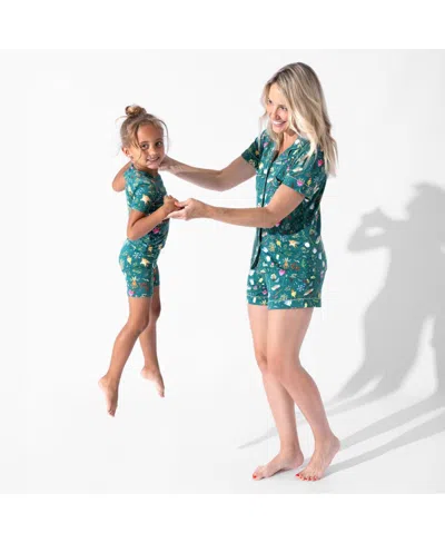 Bellabu Bear Kids Unisex Mandrakes Potions & Herbs 2-piece Short Sleeve & Shorts Pajama Set In Green