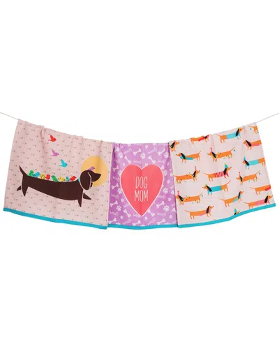 Tiramisu Whimsical Dachshund Trio Cotton Kitchen Towel Set