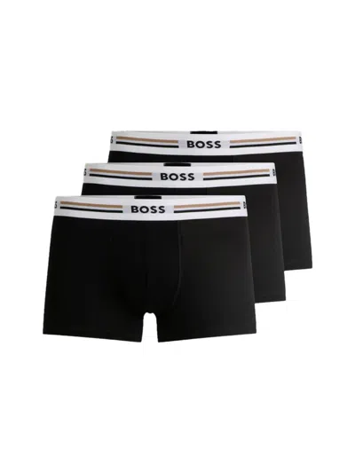 Hugo Boss Three-pack Of Stretch-cotton Boxer Briefs With Logos