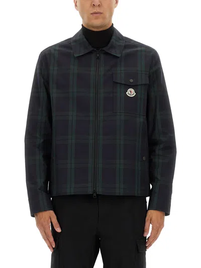 Moncler Plaid Long Sleeve Shirt In Black
