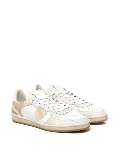 Philippe Model Veau Crackle Blanc Sable Sneakers In White