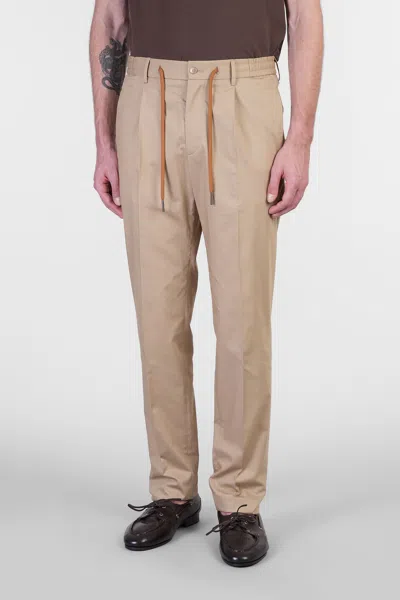 Tagliatore P-newman Pants In Beige Cotton In Brown