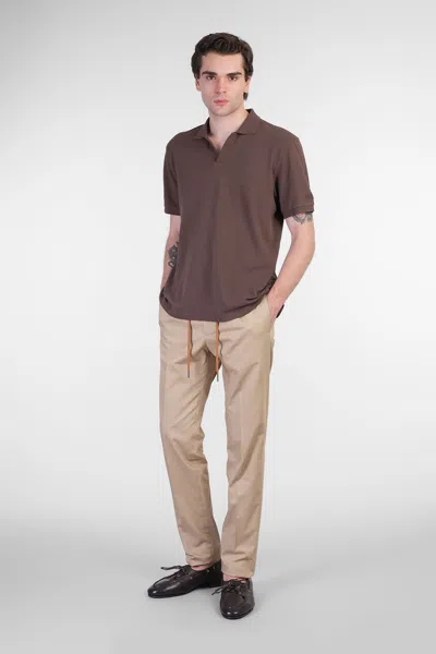 Tagliatore P-newman Pants In Beige Cotton In Brown