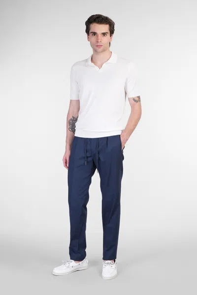 Tagliatore P-newman Pants In Blue Cotton In Blue