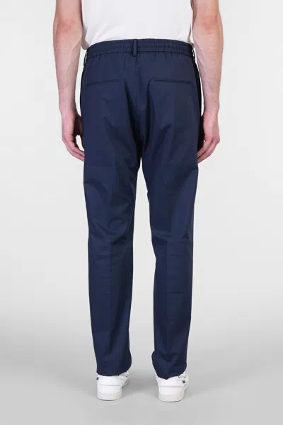 Tagliatore P-newman Pants In Blue Cotton In Blue