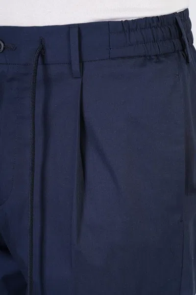 Tagliatore P-newman Pants In Blue Cotton In Blue