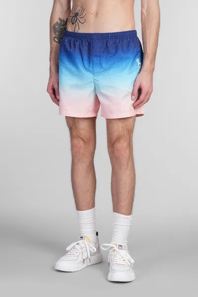 Casablanca Gradient Monogram Shorts With Elasticized Waistband In Blue