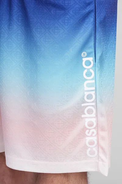 Casablanca Gradient Monogram Shorts With Elasticized Waistband In Blue
