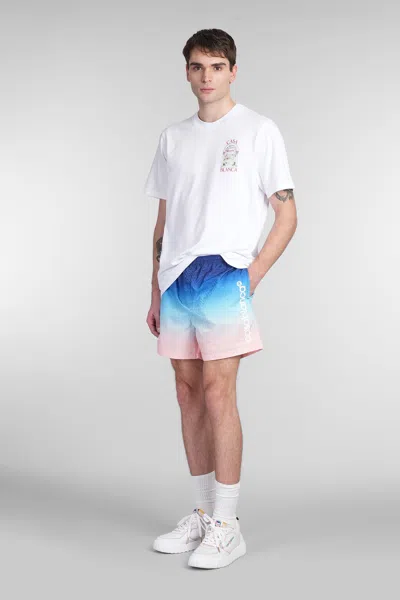 Casablanca Gradient Monogram Shorts With Elasticized Waistband In Blue