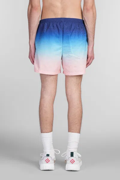 Casablanca Gradient Monogram Shorts With Elasticized Waistband In Blue