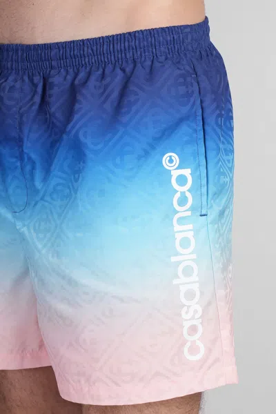 Casablanca Gradient Monogram Shorts With Elasticized Waistband In Blue