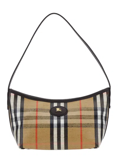 Burberry Womens Sand Mini Highlands Waxed-cotton Baguette Shoulder Bag