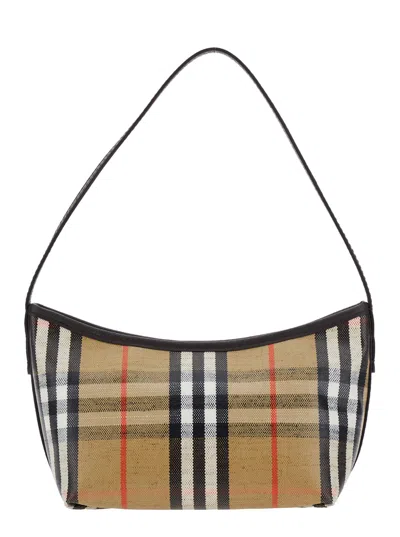 Burberry Womens Sand Mini Highlands Waxed-cotton Baguette Shoulder Bag